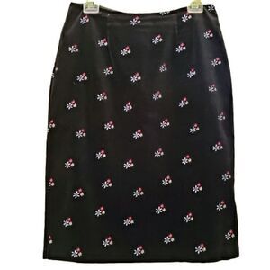 Hanna Andersson black Velvet floral skirt 8